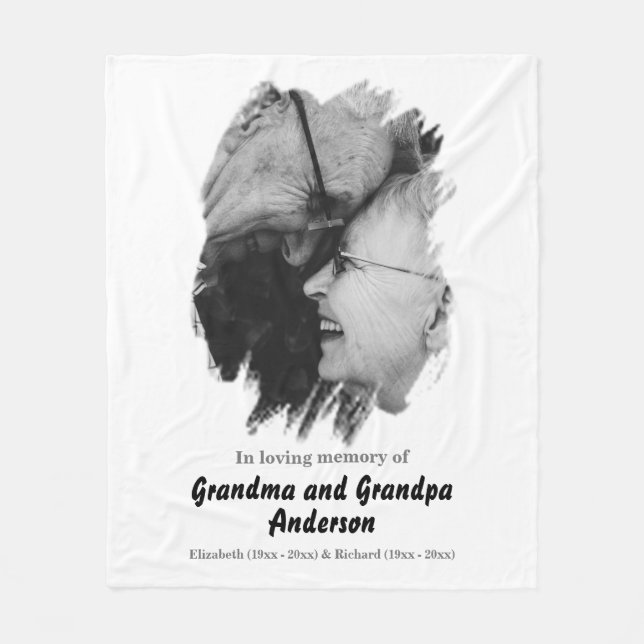 In Loving Memory Of Grandparents Memorial Blanket (Front)