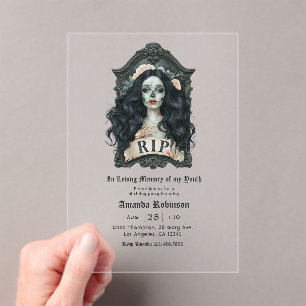 In Loving Memory of My Youth Gothic Birthday Party Acrylic Invitations
