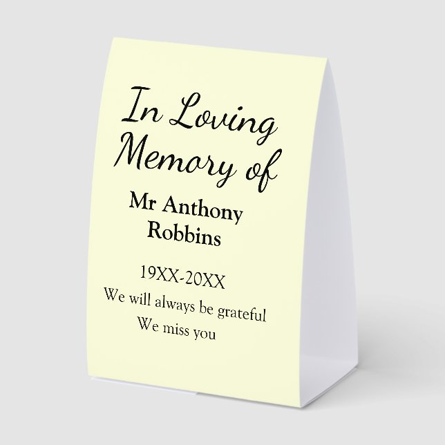 In Loving memory of name funeral memory keepsake (Front)