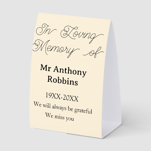 In Loving memory of name funeral memory keepsake (Front)