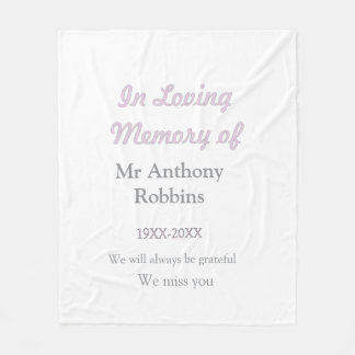 In Loving memory of name funeral memory keepsake Fleece Blanket