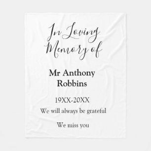 In Loving memory of name funeral memory keepsake Fleece Blanket
