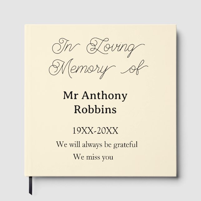 In Loving memory of name funeral memory keepsake Guest Book (Front)