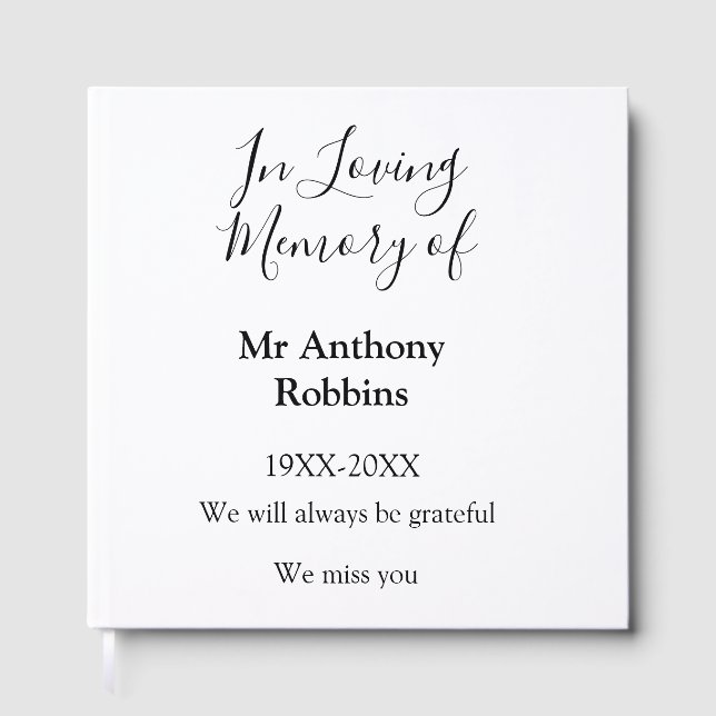 In Loving memory of name funeral memory keepsake Guest Book (Front)