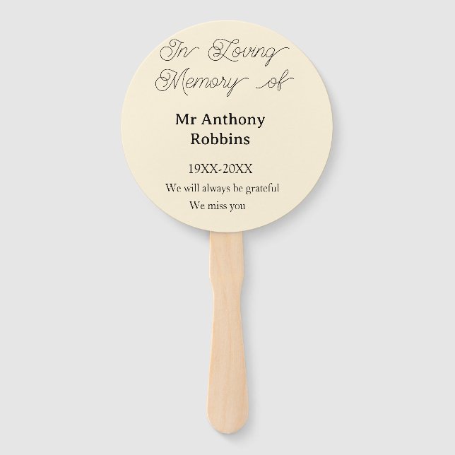 In Loving memory of name funeral memory keepsake Hand Fan (Front)