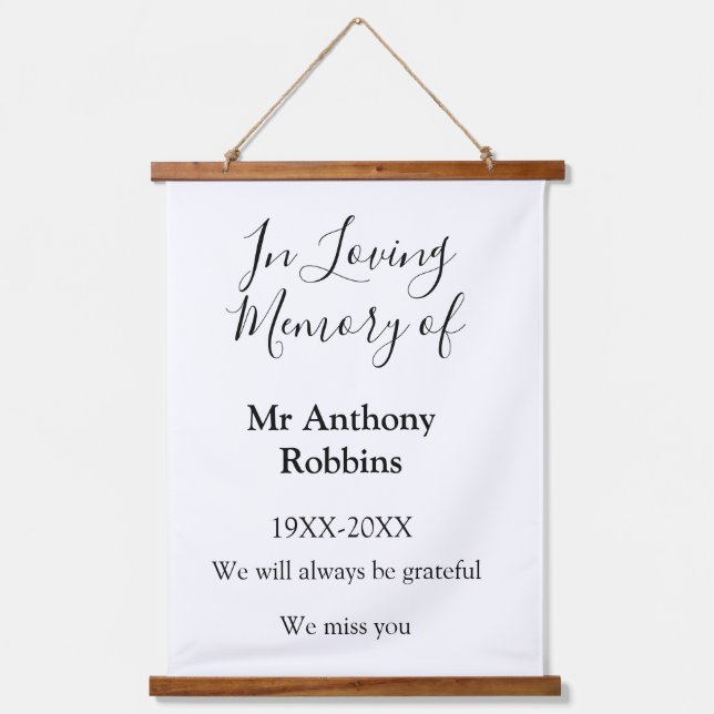 In Loving memory of name funeral memory keepsake Hanging Tapestry (Front)