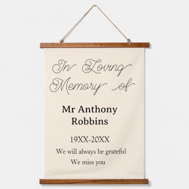 In Loving memory of name funeral memory keepsake Hanging Tapestry (Front)