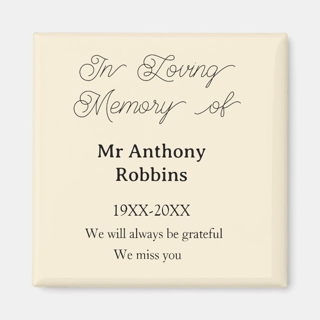 In Loving memory of name funeral memory keepsake Magnet (Front)