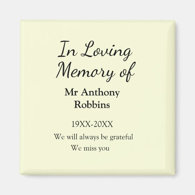 In Loving memory of name funeral memory keepsake Magnet (Front)