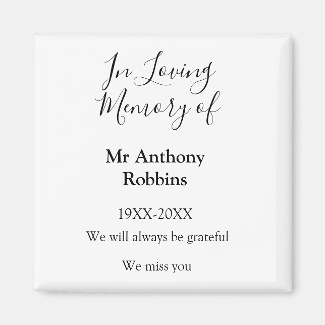 In Loving memory of name funeral memory keepsake Magnet (Front)
