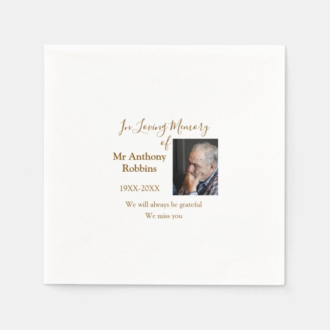 In Loving memory of name funeral memory keepsake Napkin (Front)