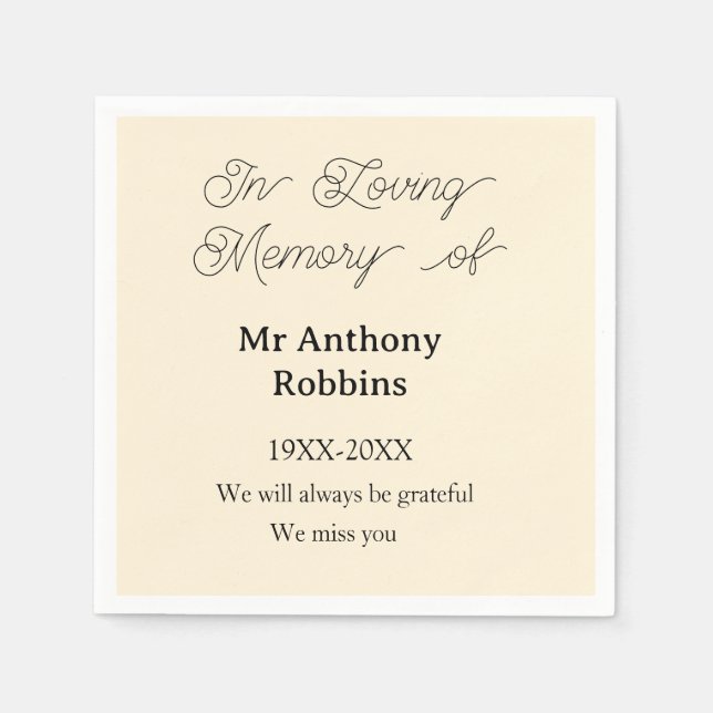In Loving memory of name funeral memory keepsake Napkin (Front)