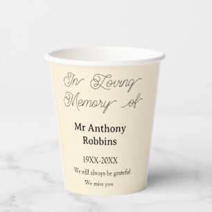 In Loving memory of name funeral memory keepsake Paper Cups