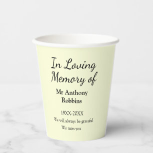 In Loving memory of name funeral memory keepsake Paper Cups