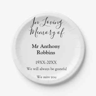 In Loving memory of name funeral memory keepsake Paper Plate