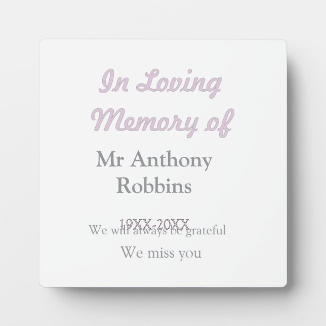 In Loving memory of name funeral memory keepsake Plaque (Front)