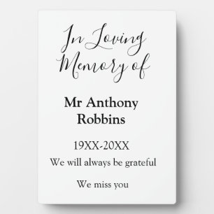 In Loving memory of name funeral memory keepsake Plaque