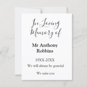 In Loving memory of name funeral memory keepsake Postcard