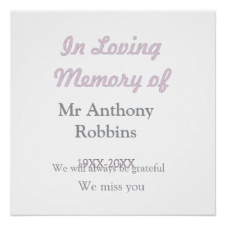 In Loving memory of name funeral memory keepsake Poster