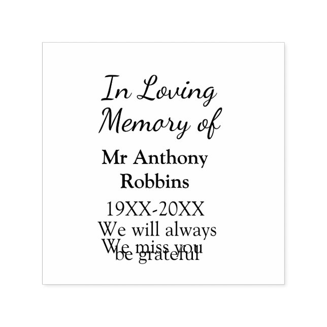 In Loving memory of name funeral memory keepsake Self-inking Stamp (Design)