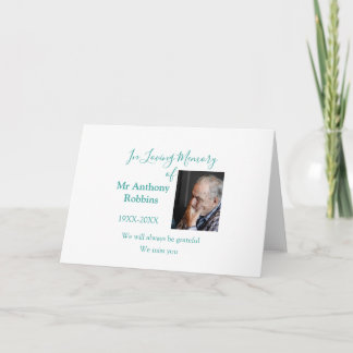In Loving memory of name funeral memory keepsake Thank You Card