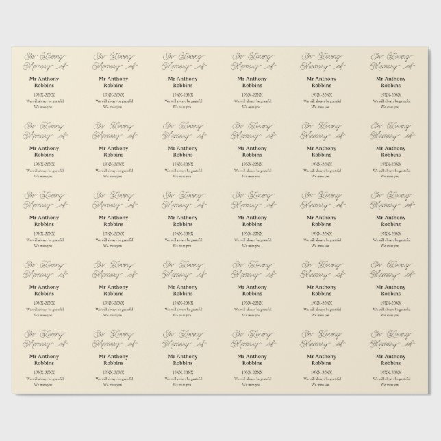 In Loving memory of name funeral memory keepsake Wrapping Paper (Flat)