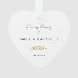 In Loving Memory Of NAME YEAR Gold Floral Heart Ornament