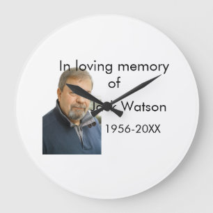 In loving memory of name year photo modern funeral large clock
