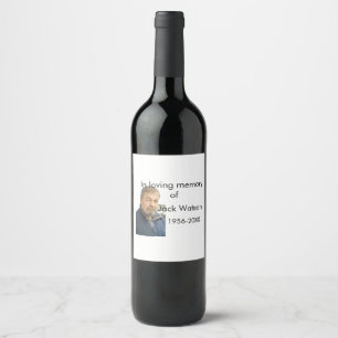 In loving memory of name year photo modern funeral wine label