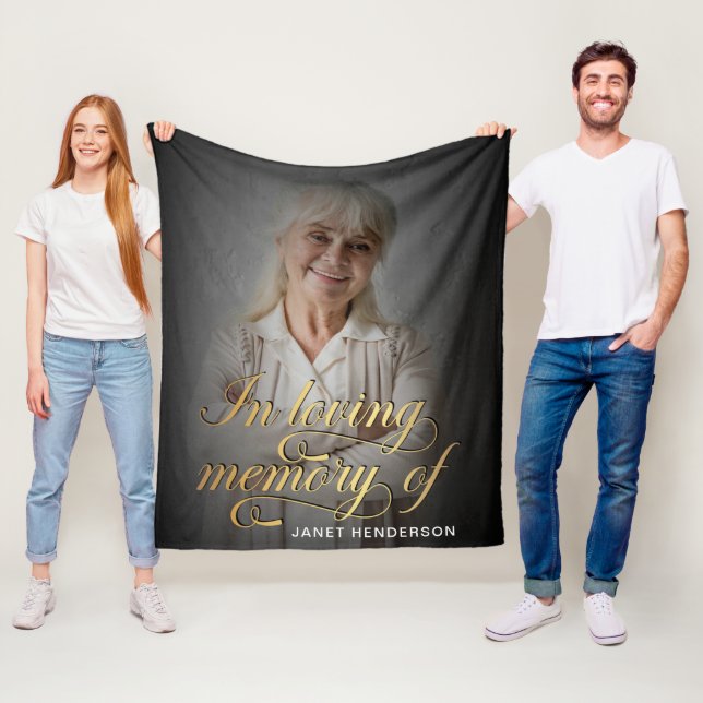 In Loving Memory of Photo Calligraphy Fleece Blanket (In Situ)