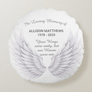 in Loving Memory of Photo Wings Memorial Round Cushion