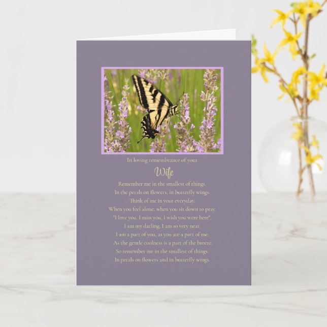 In loving Memory of Wife Remembrance Sympathy Card (Yellow Flower)