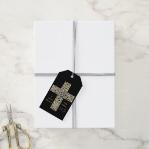 In Loving Memory or Your Text Elegant Golden Cross Gift Tags