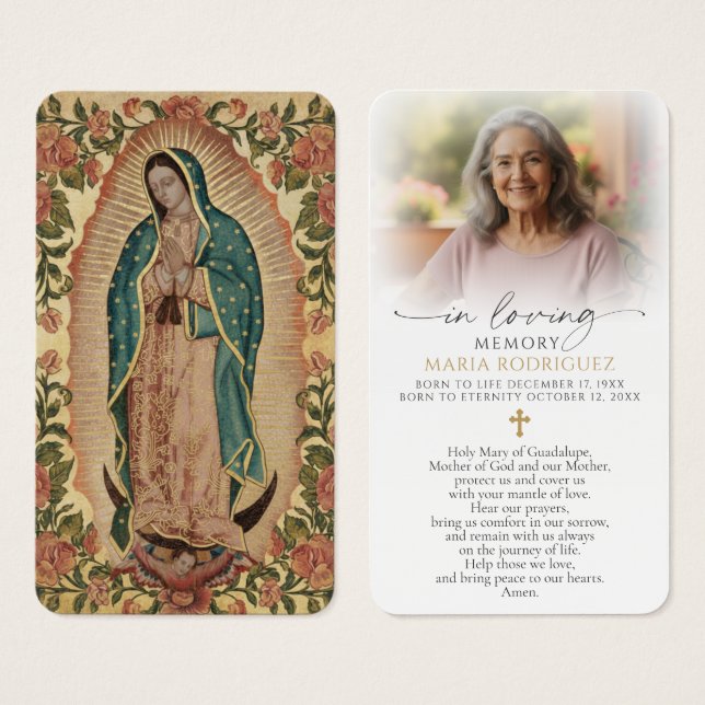 In Loving Memory Our Lady of Guadalupe Prayer Card (Front & Back)