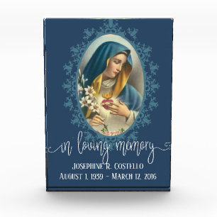 In Loving Memory Overylay Sorrowful Virgin Mary Photo Block