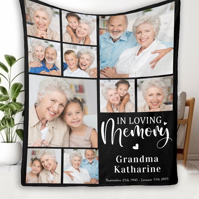 In Loving Memory Personalised 10 Photo Collage Fleece Blanket (Creator Uploaded)