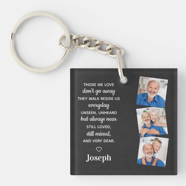 In Loving Memory Personalised 3 Photo Memorial Key Ring (Front)