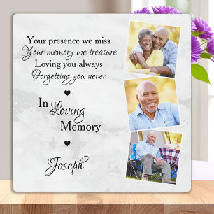In Loving Memory Personalised 3 Photo Memorial Plaque