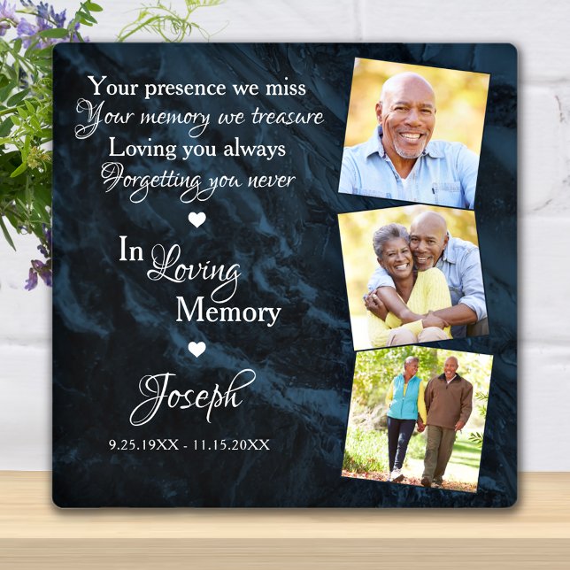 In Loving Memory Personalised 3 Picture Memorial Plaque (Creator Uploaded)
