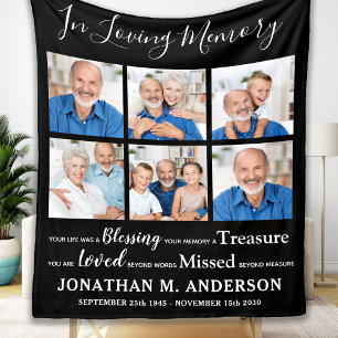 In Loving Memory Personalised 6 Photo Memorial Fleece Blanket