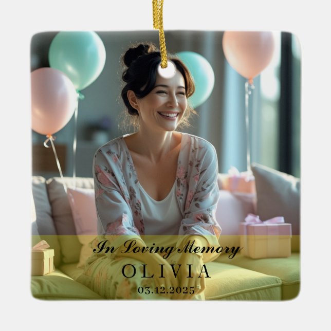 In Loving Memory Personalised Photo Ceramic Ornament (Front)