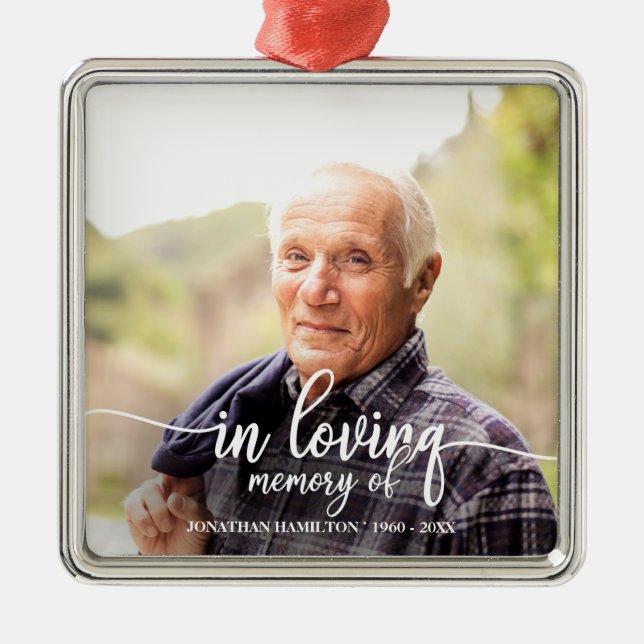 In Loving Memory Personalised Photo Memorial Metal Tree Decoration (Front)