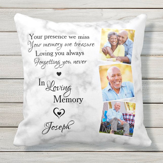 In Loving Memory Personalized 3 Photo Memorial Cushion (Creator Uploaded)