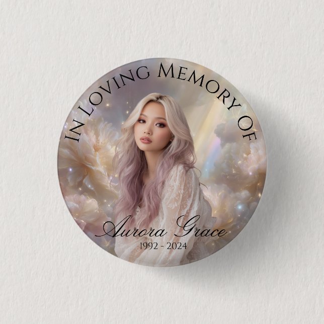 In Loving Memory Personalized Memorial Pin Button  (Front)