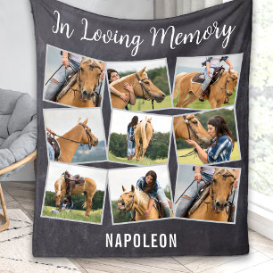 In Loving Memory Pet Horse Memorial Photo Collage Fleece Blanket