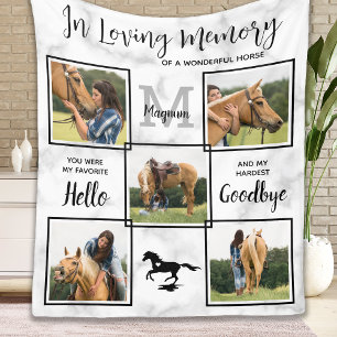 In Loving Memory Pet Horse Memorial Photo Collage Fleece Blanket