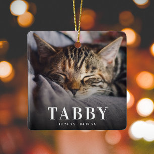 In loving Memory Pet Memorial Cat Tribute 2 Photo Ceramic Ornament