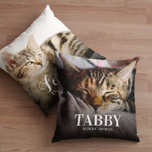 In loving Memory Pet Memorial Cat Tribute 2 Photo Cushion