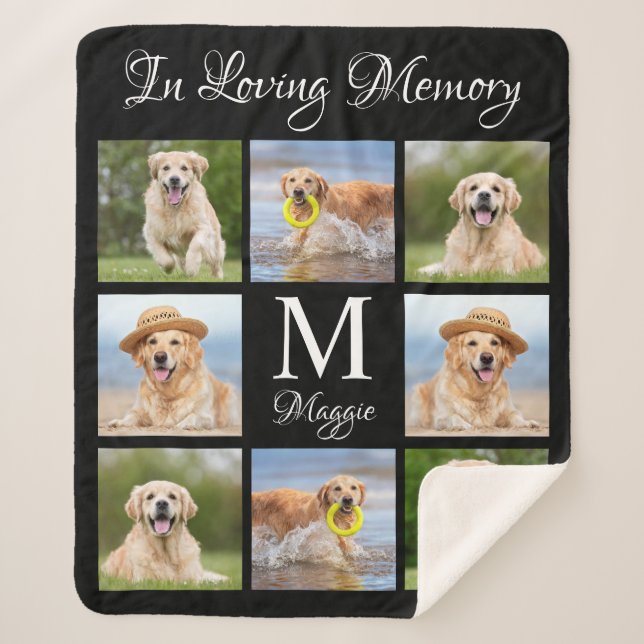 In Loving Memory Pet Memorial Photo Collage Sherpa Blanket (Front)