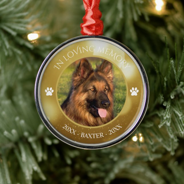 In Loving Memory Pet Photo Gold Keepsake Metal Tree Decoration (Tree)